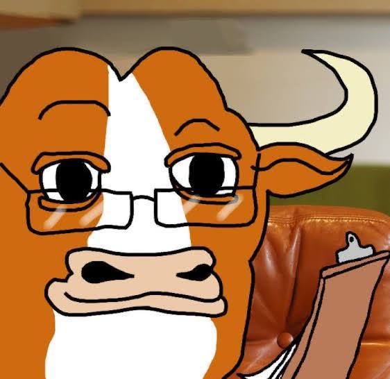 Mumu wearing reading glasses, looking over the top of them