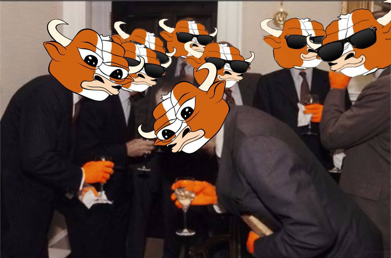 A room full of Mumus in dark suits and sunglasses holding drinks
